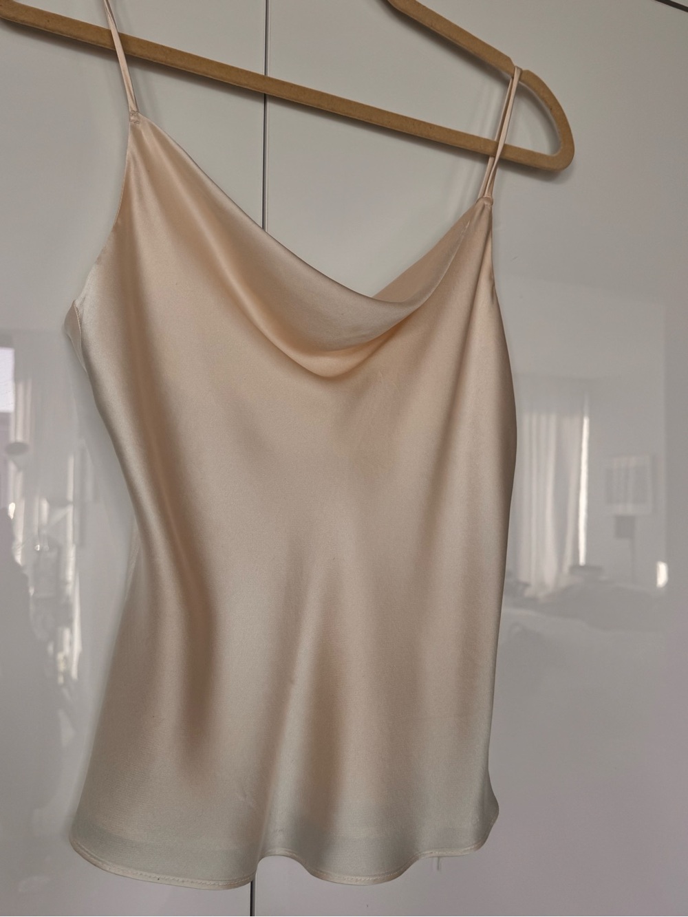 Silk Cowl Neck Camisole Tank Top - Cream